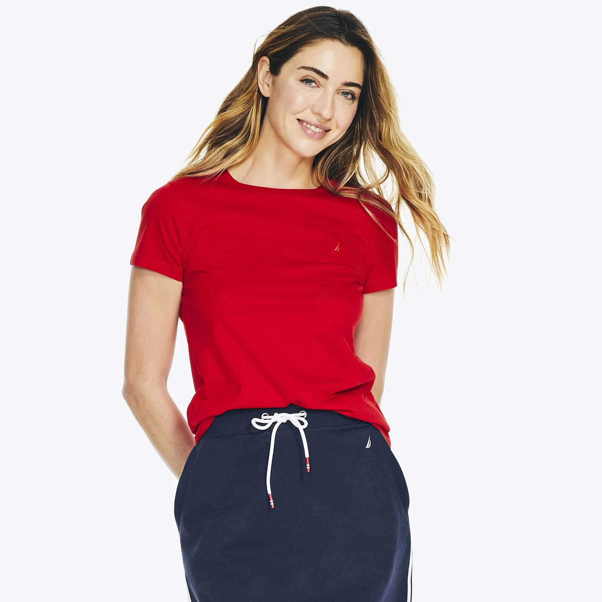 Nautica Womens Solid Crewneck T-Shirt