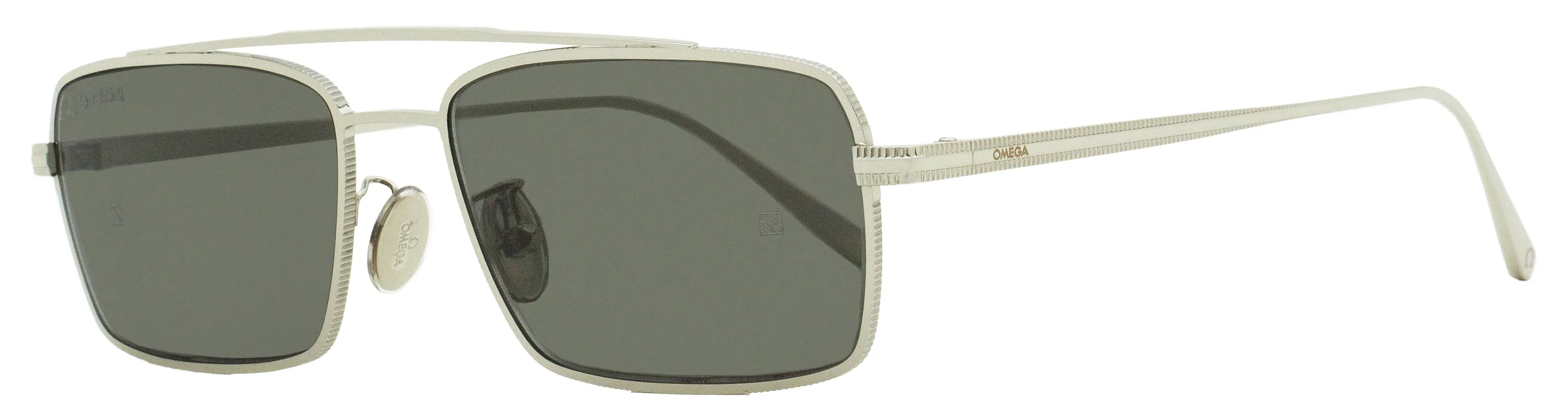 Omega Men's Rectangular Sunglasses OM0028H 16A Palladium 56mm