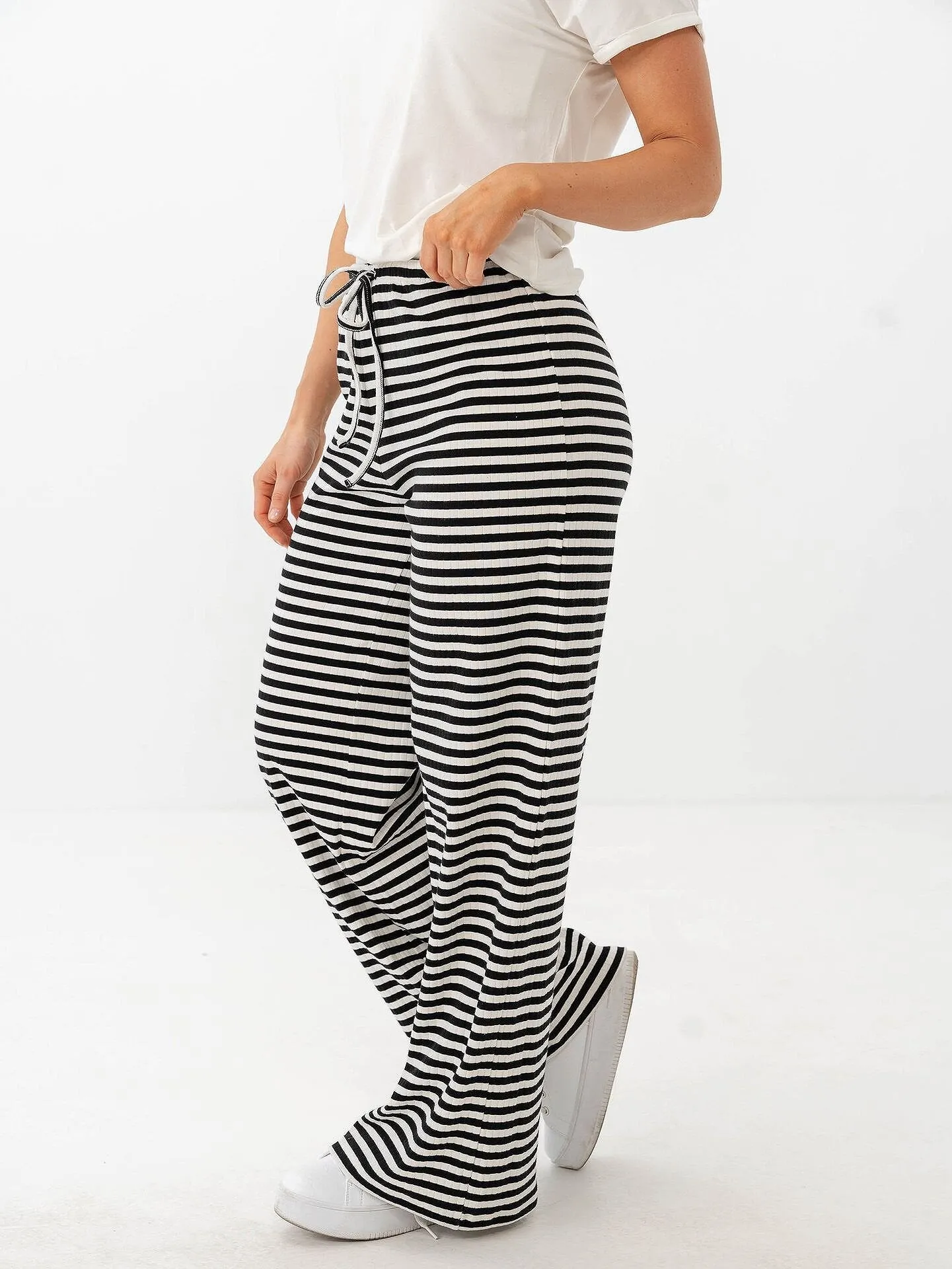 ONLY Aida Stripe Pant Black White