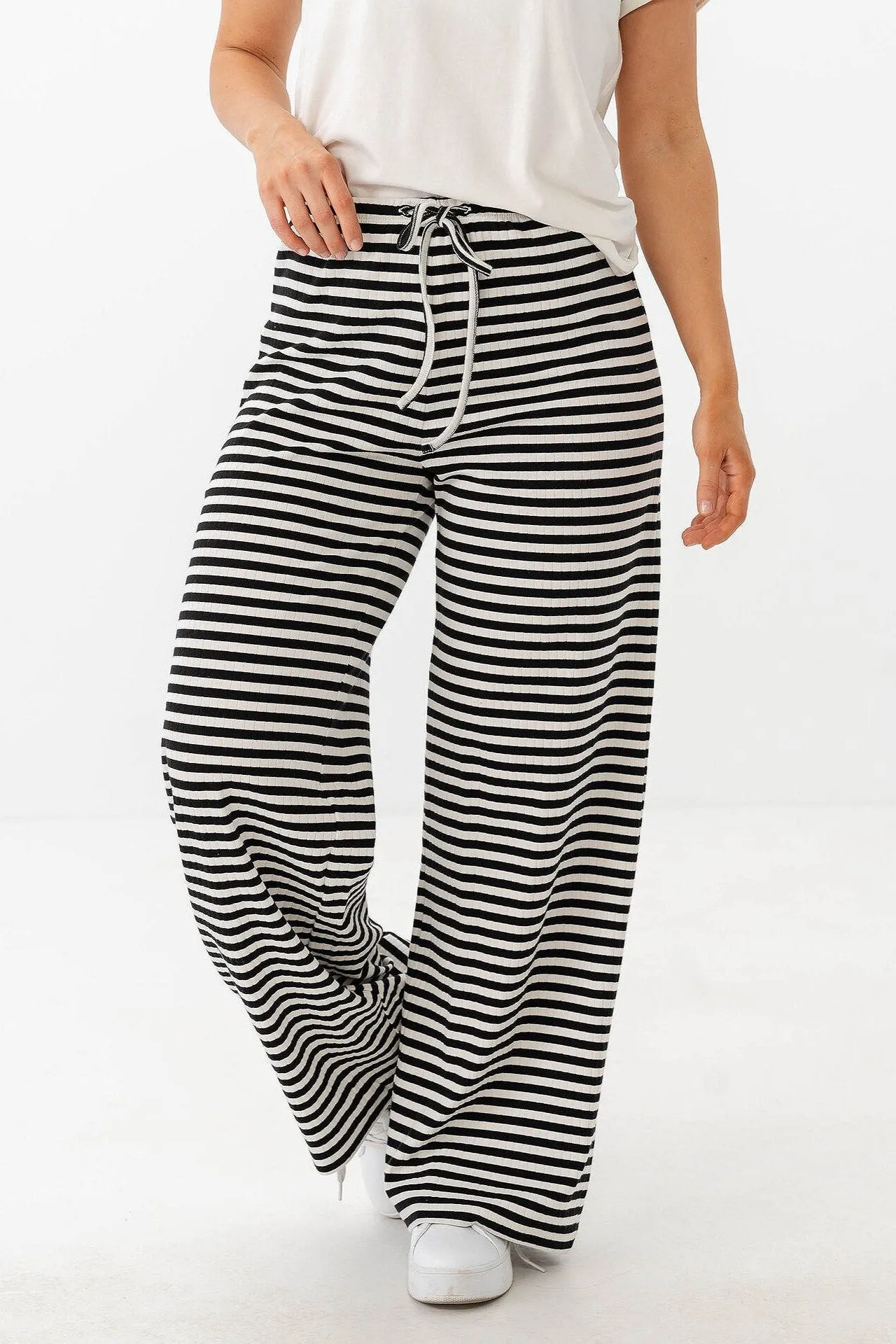 ONLY Aida Stripe Pant Black White