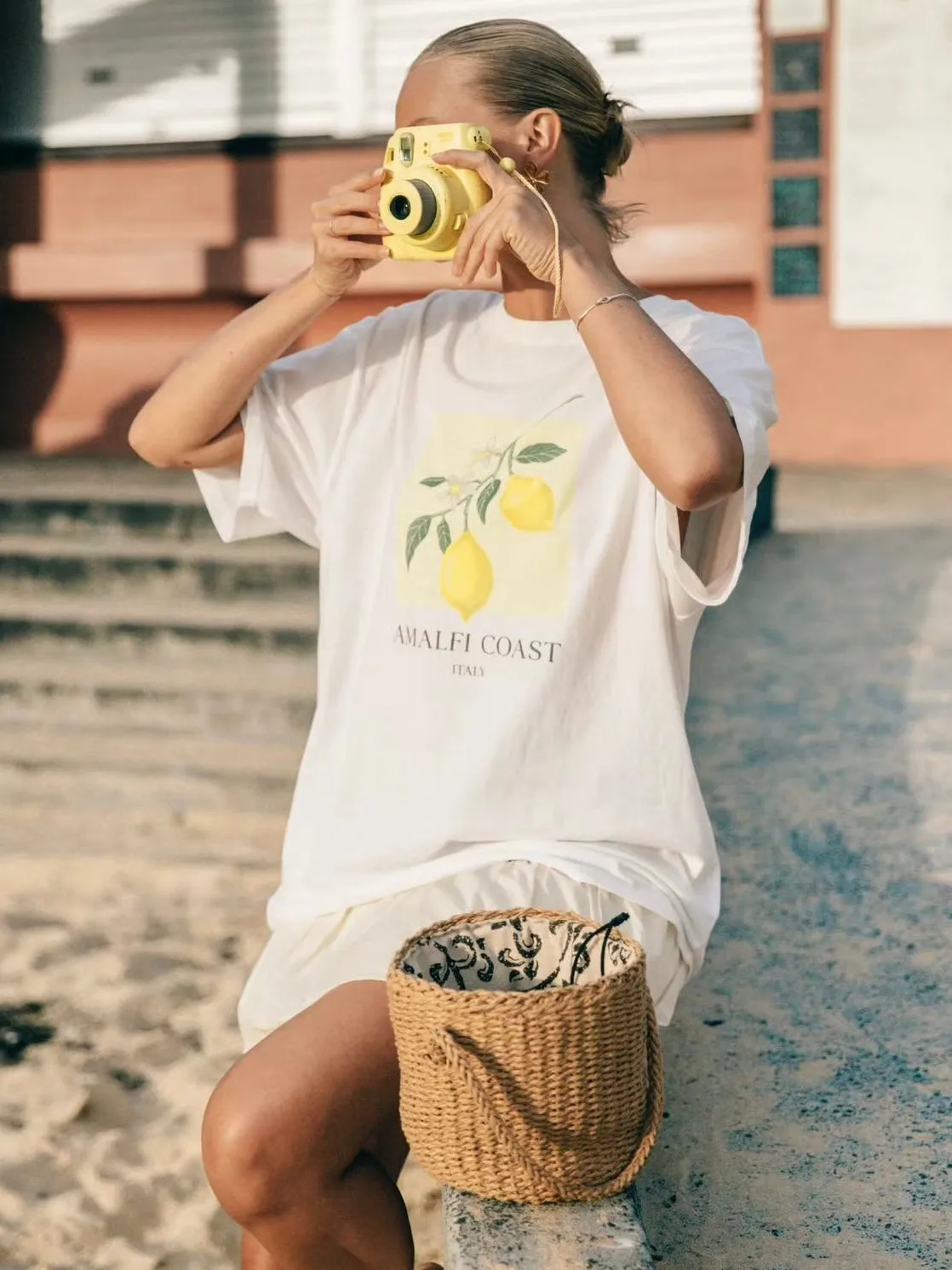 Paper Heart Amalfi Coast Oversized Lemon Vintage T-Shirt - White