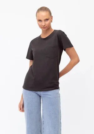 Paper Heart Vintage T'Shirt with Pocket - Charcoal
