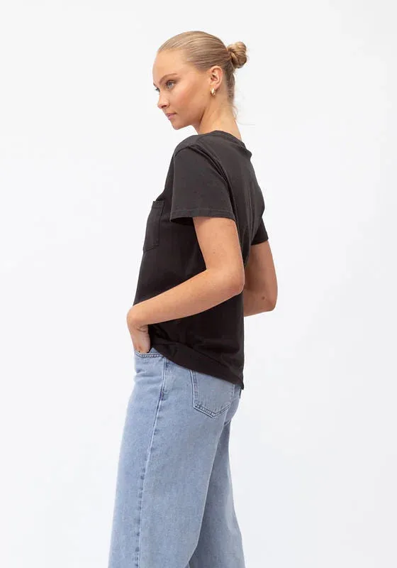 Paper Heart Vintage T'Shirt with Pocket - Charcoal