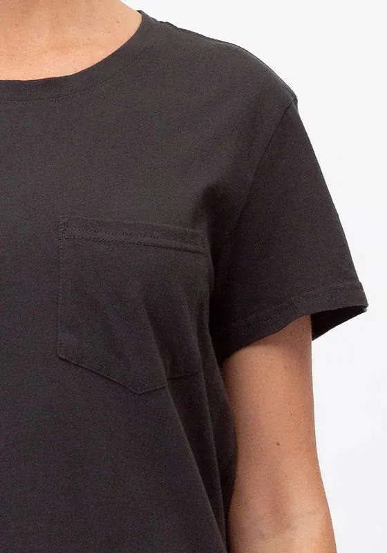 Paper Heart Vintage T'Shirt with Pocket - Charcoal