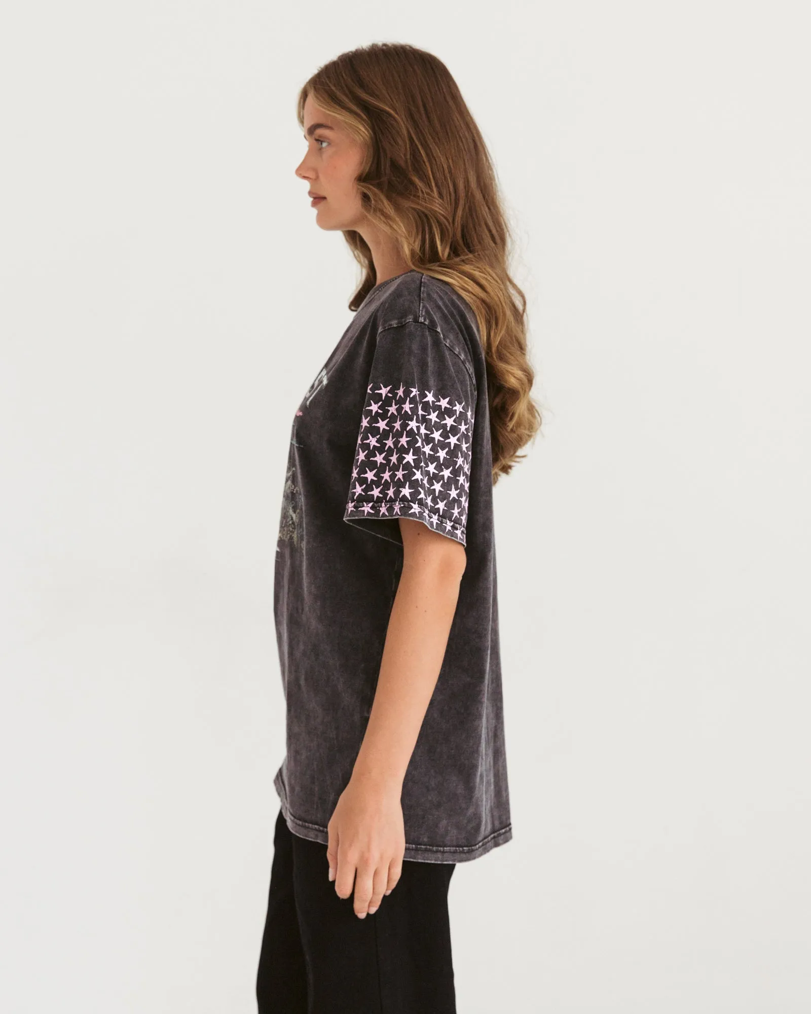 Paper Heart Wild West  Slightly Oversized Vintage T-Shirt - Black Stone Wash