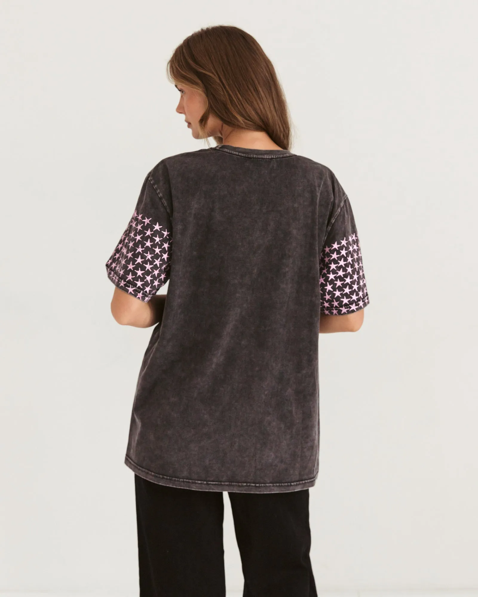 Paper Heart Wild West  Slightly Oversized Vintage T-Shirt - Black Stone Wash