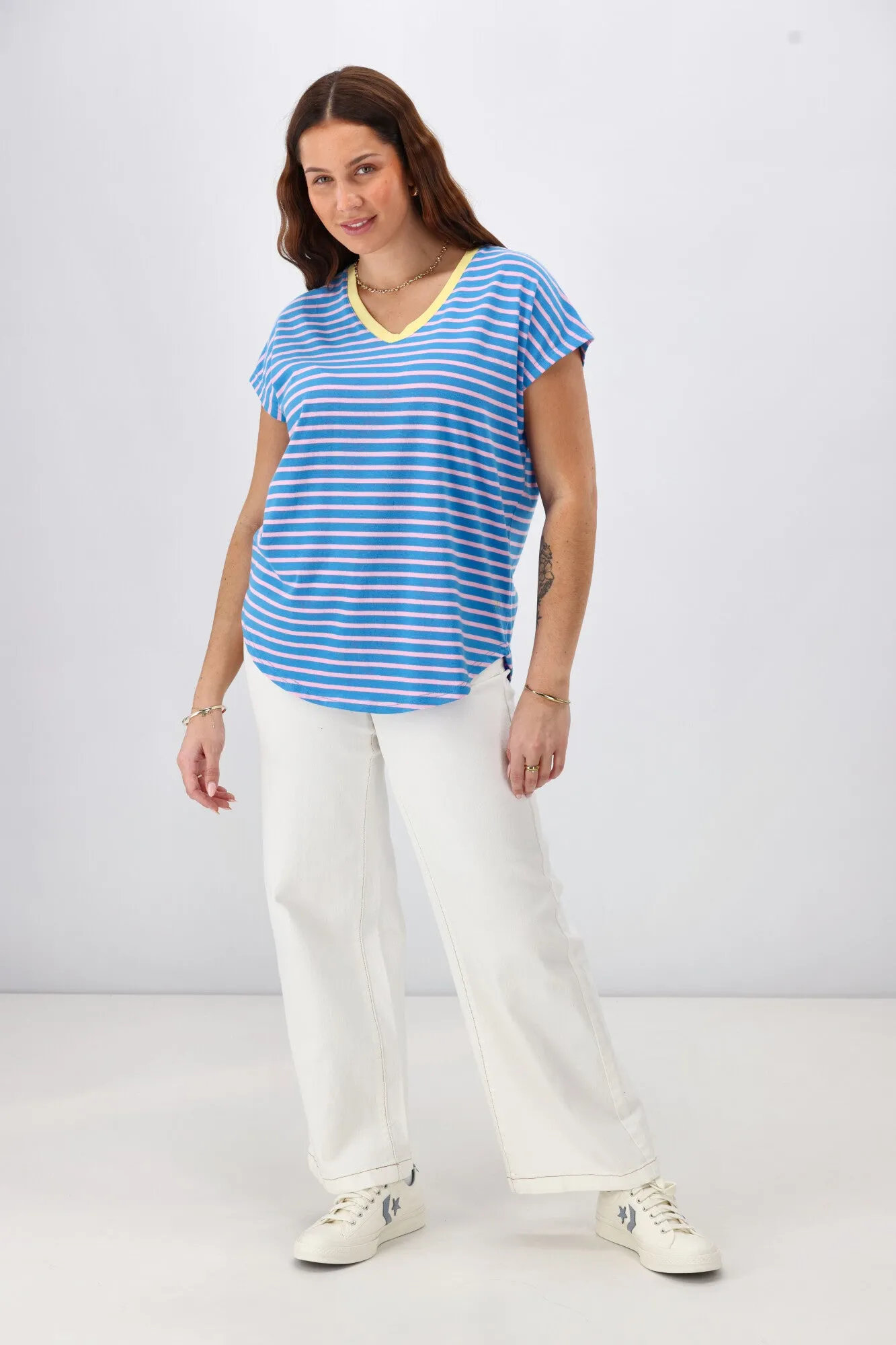 Rebel Club Be Bold Stripe Tee Blue