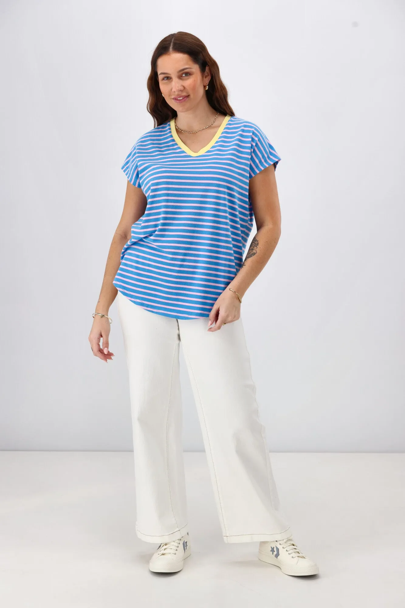 Rebel Club Be Bold Stripe Tee Blue