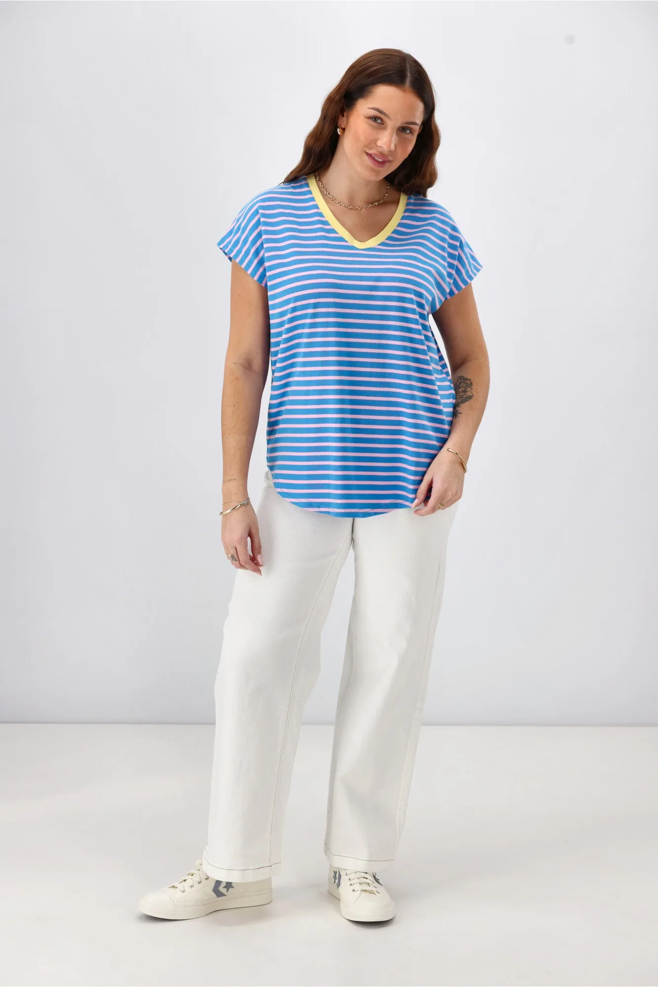 Rebel Club Be Bold Stripe Tee Blue