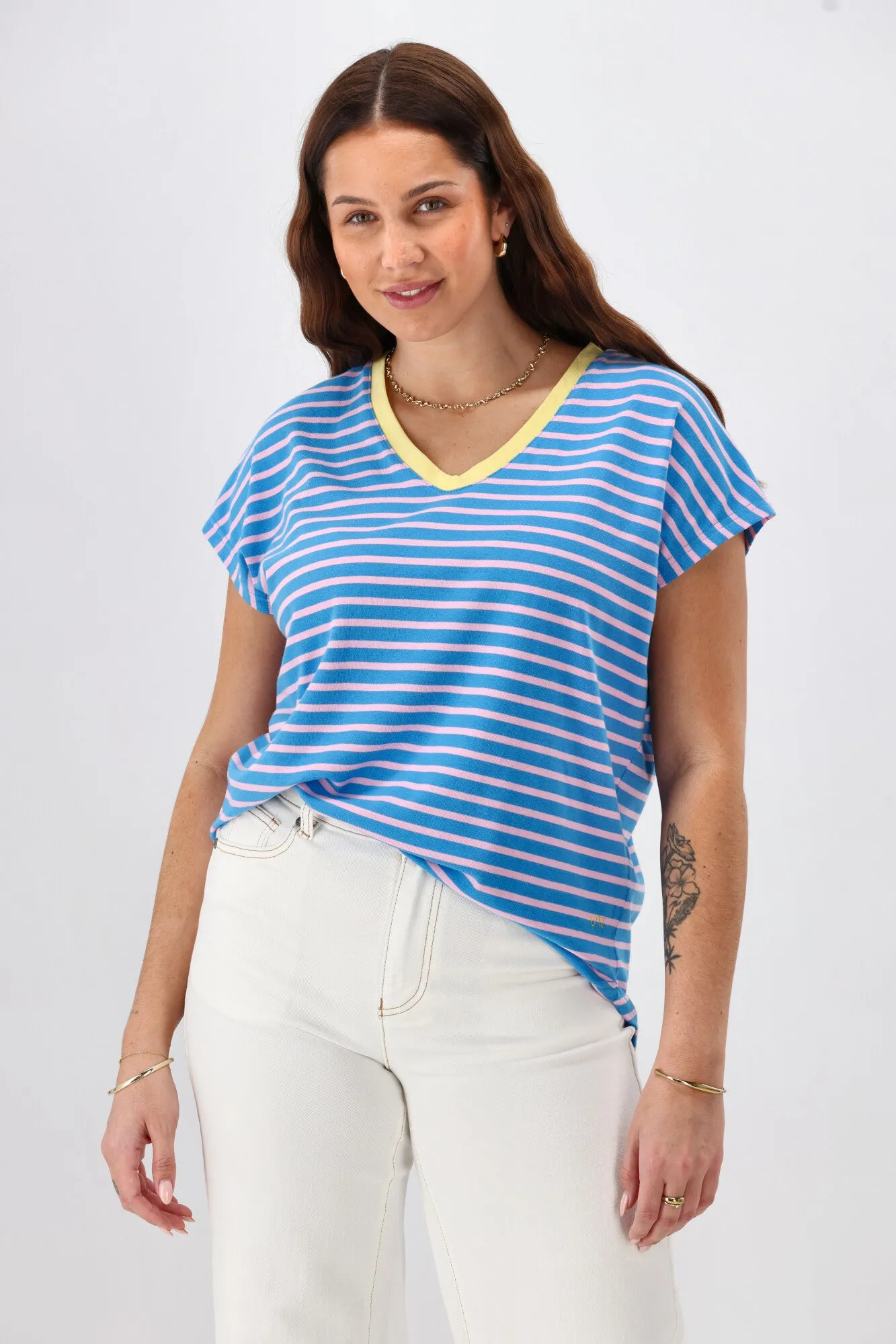 Rebel Club Be Bold Stripe Tee Blue