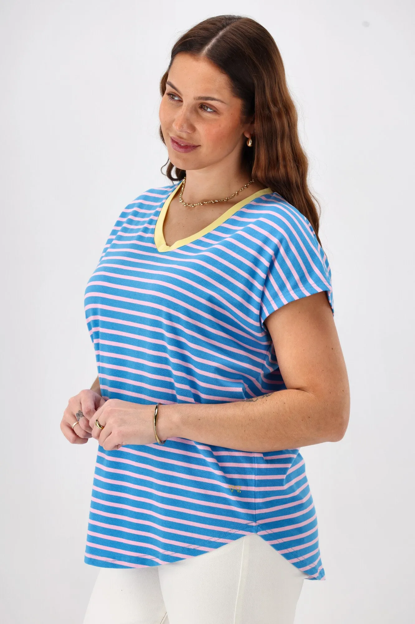 Rebel Club Be Bold Stripe Tee Blue