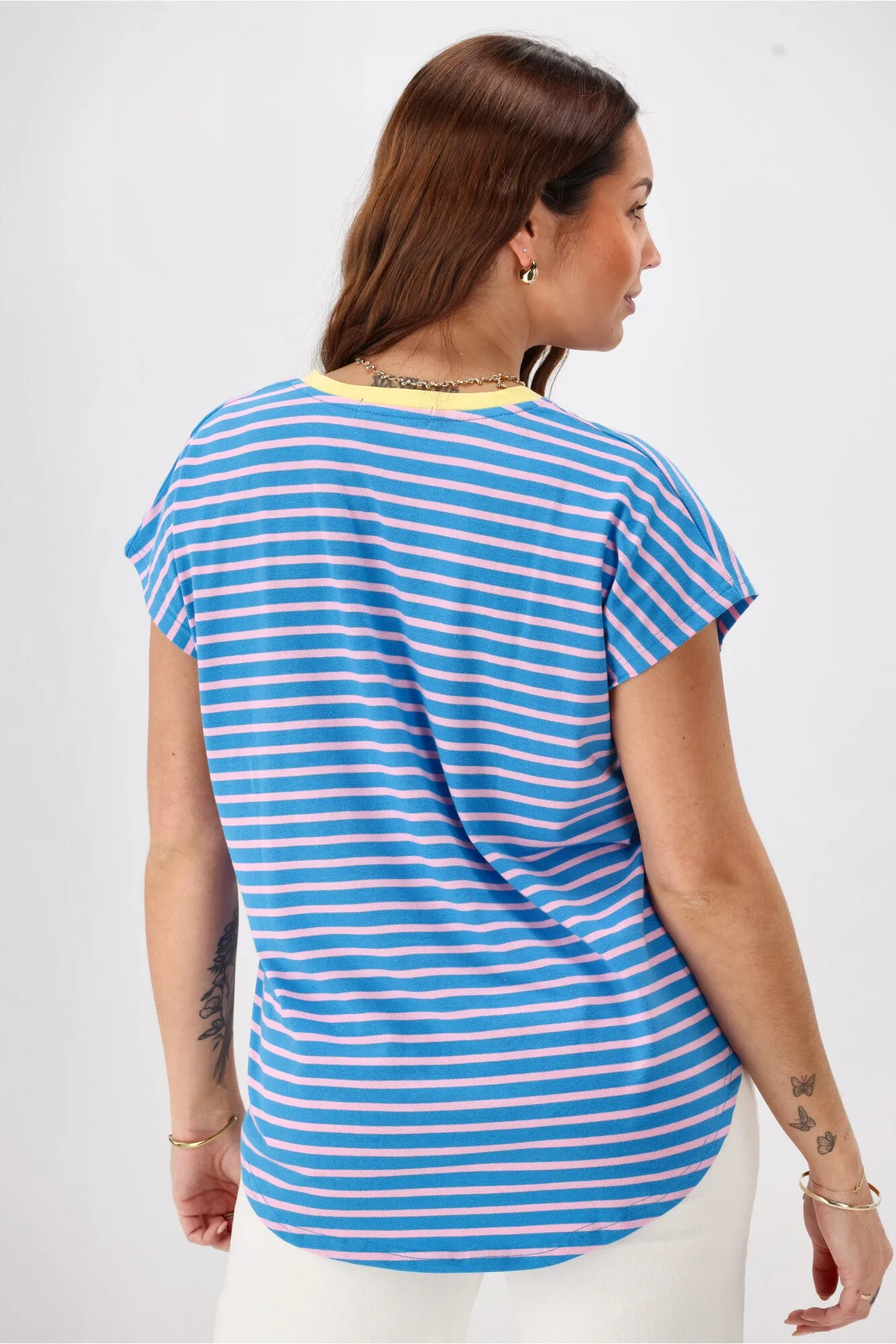 Rebel Club Be Bold Stripe Tee Blue