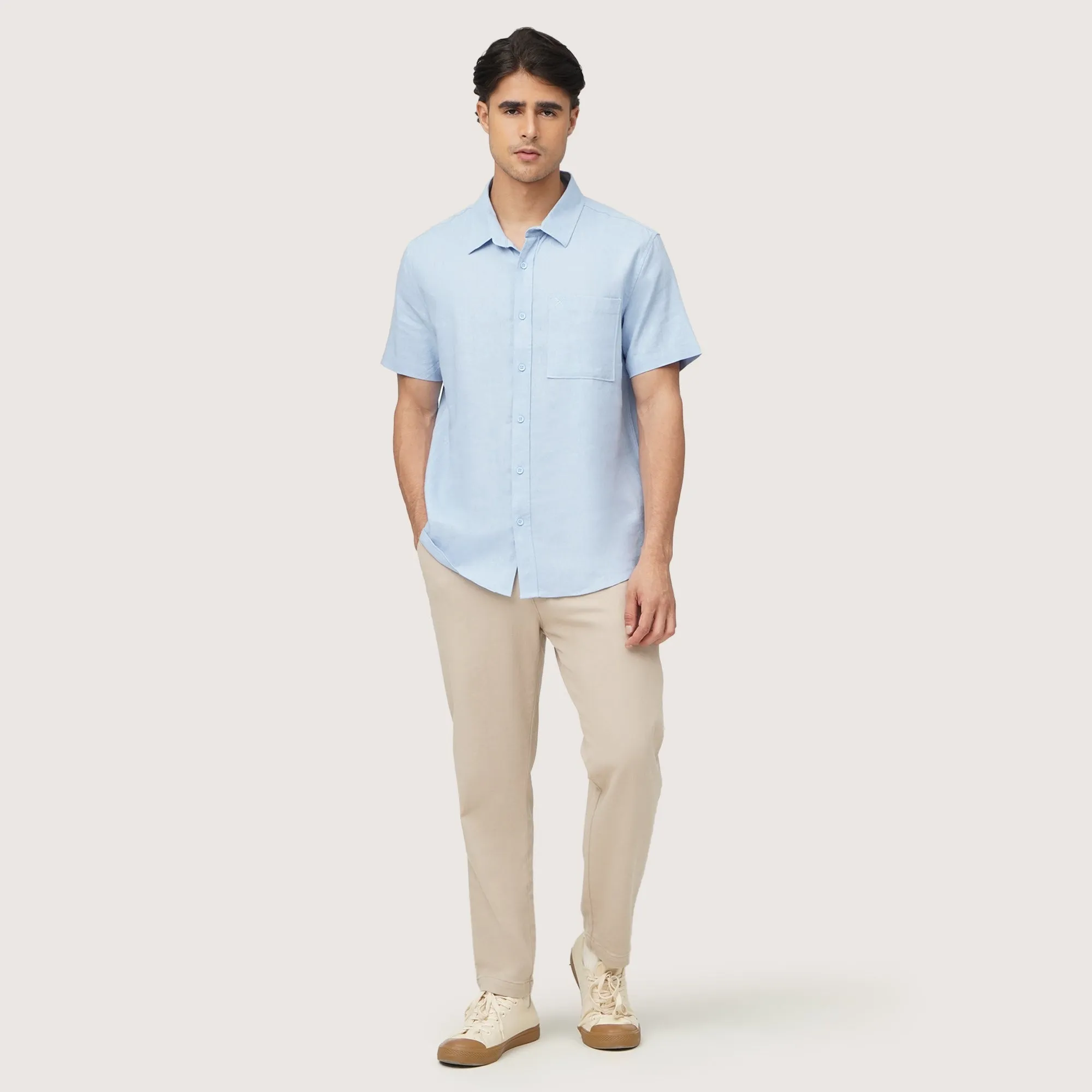 Regatta- Regular Fit Shirt In Linen Viscose With Patch Pocket