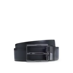 Reversible Italian-leather belt with interchangeable buckles