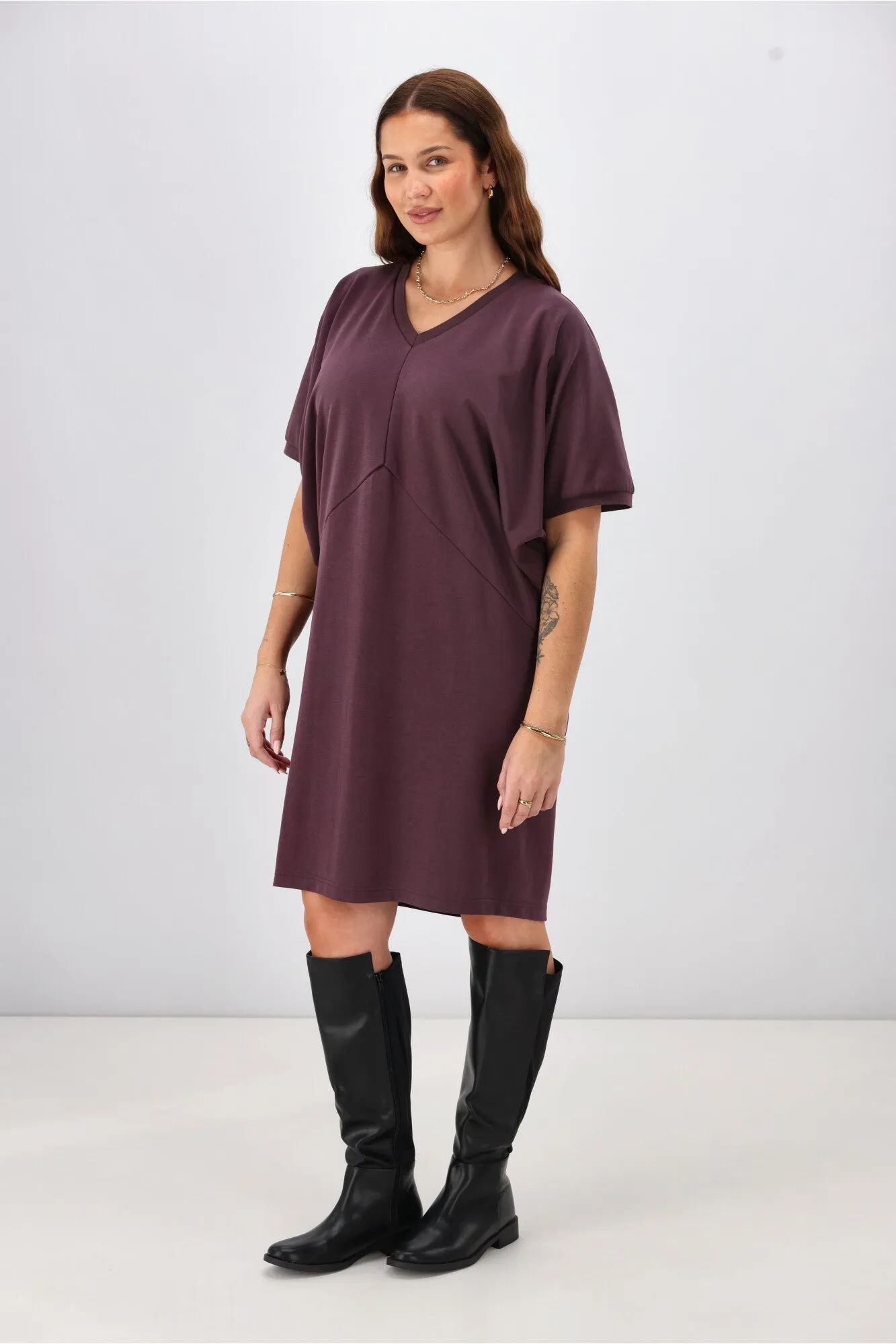 Shine On Label Analaya Angled Panel Knit Tunic Dress Coco