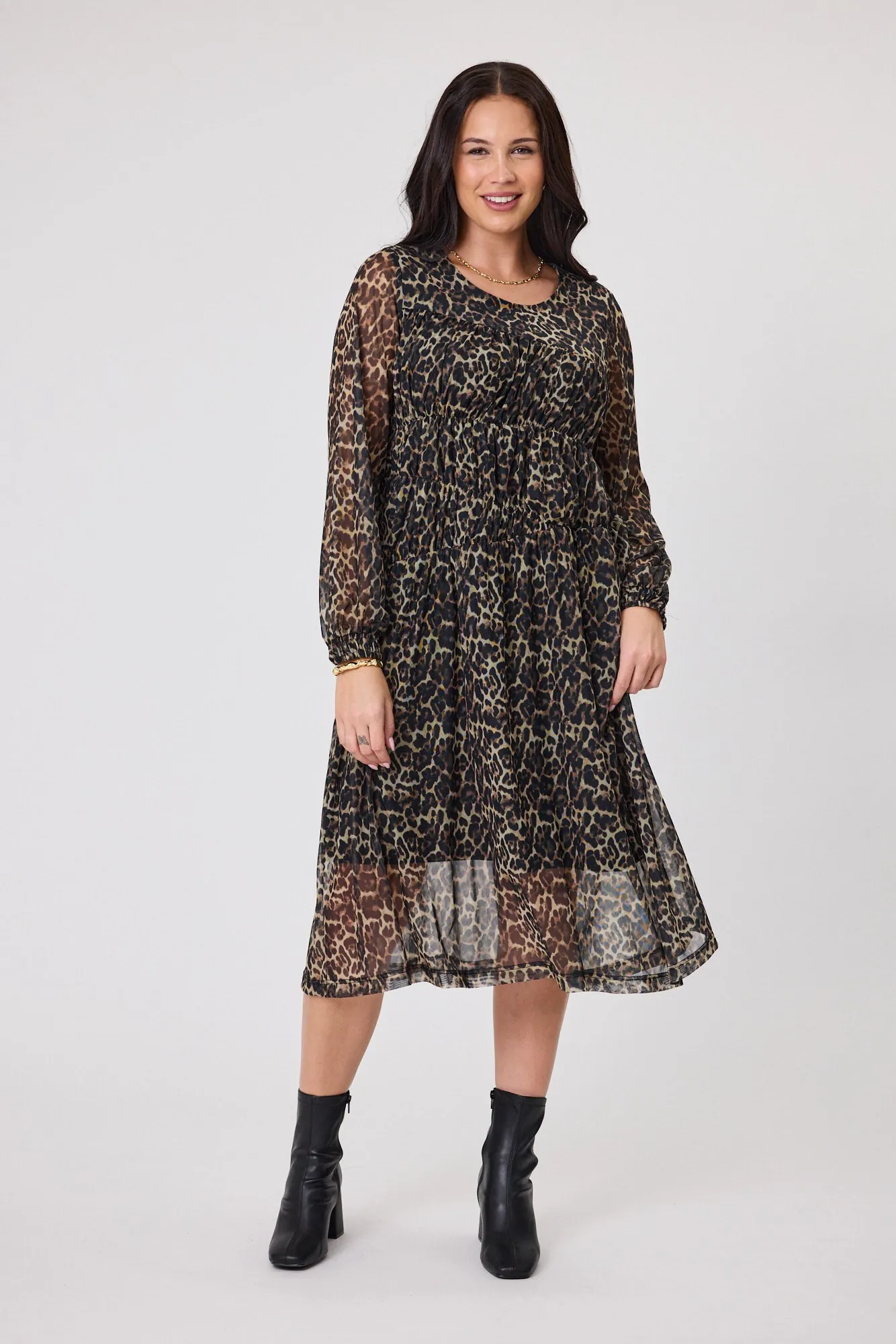 Shine On Label Caitlin Animal Print Mesh Dress