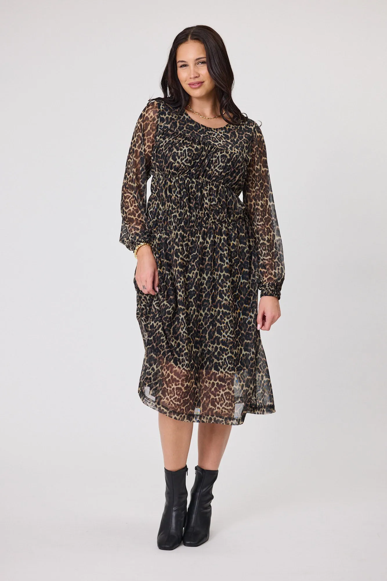 Shine On Label Caitlin Animal Print Mesh Dress