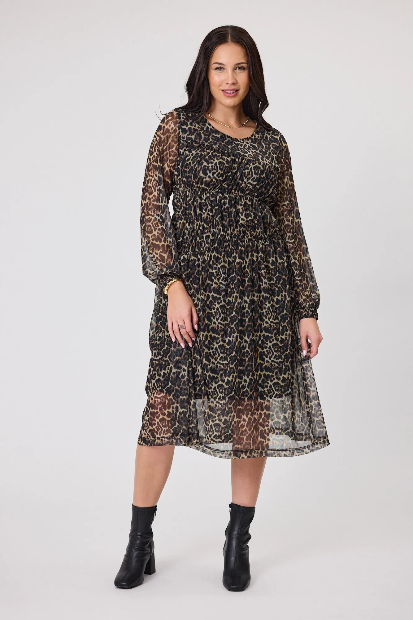 Shine On Label Caitlin Animal Print Mesh Dress