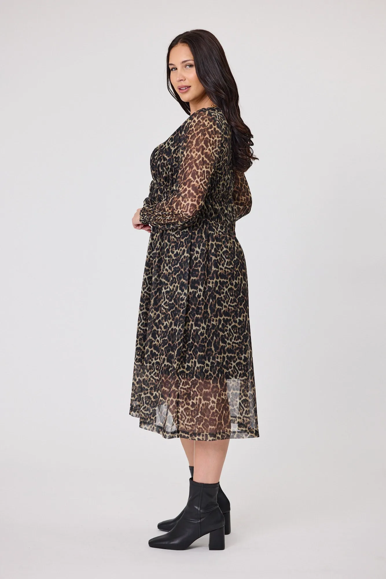 Shine On Label Caitlin Animal Print Mesh Dress