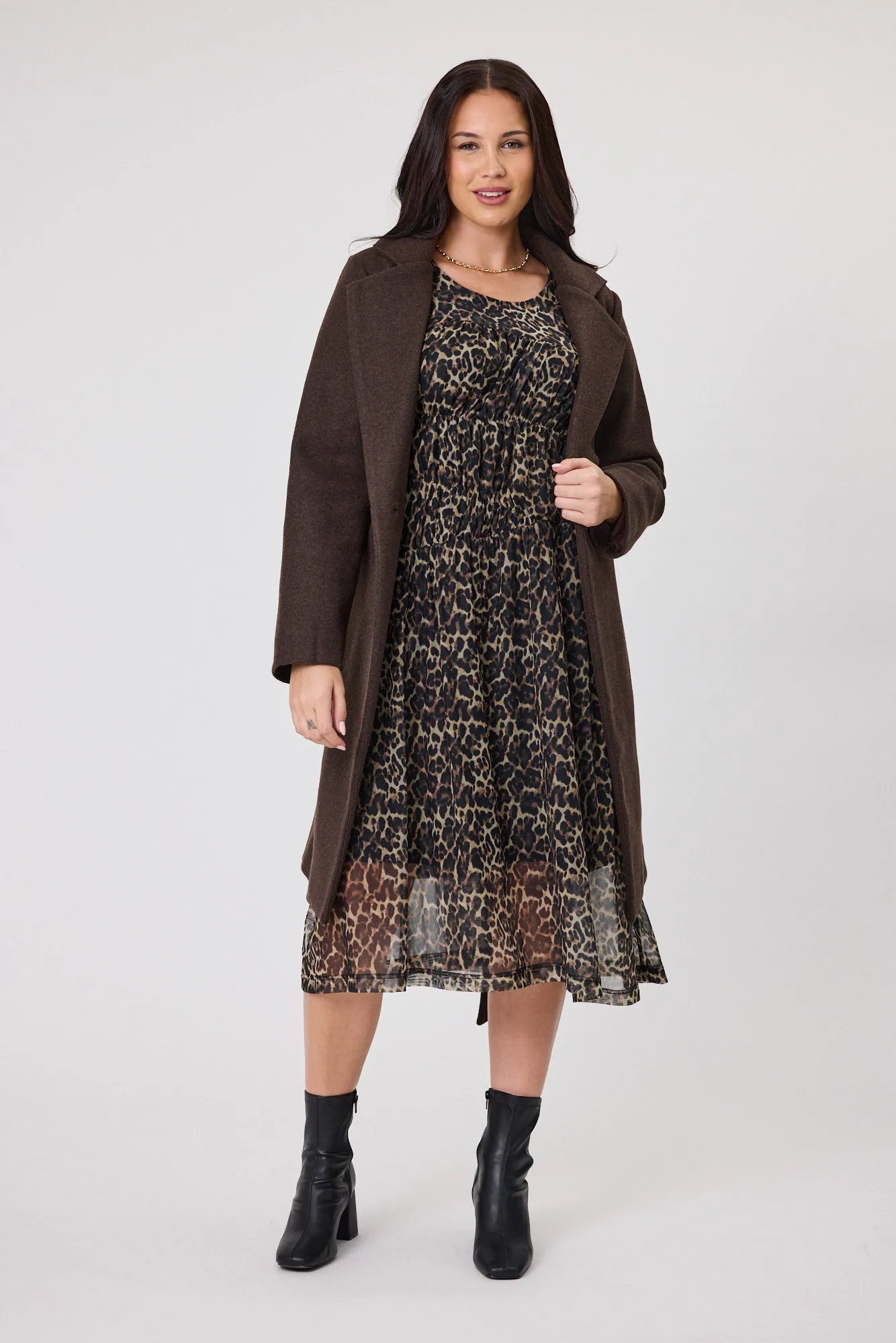 Shine On Label Caitlin Animal Print Mesh Dress