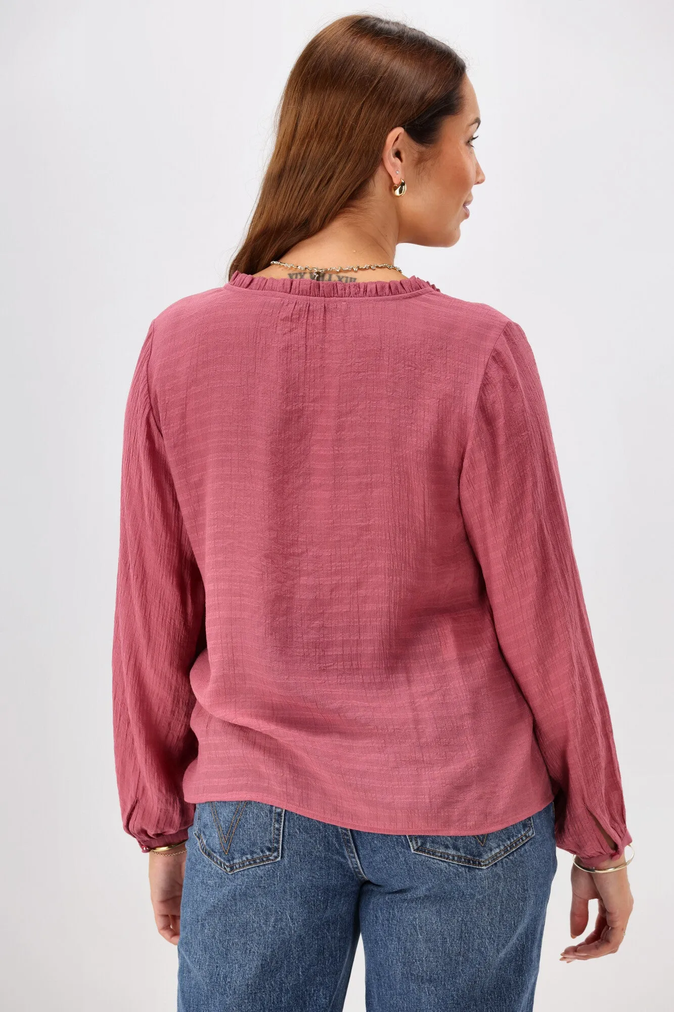 Shine On Label Gio Button Front Print Top Fabric Pink