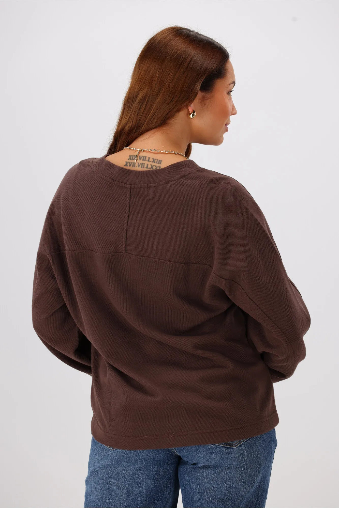 Shine On Label Riley Frill Heart Crew Chocolate