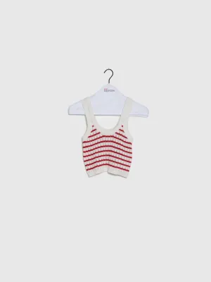 Top com Riscas em Branco e Vermelho