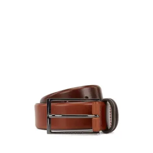 Vegetable-tanned leather belt with gunmetal hardware