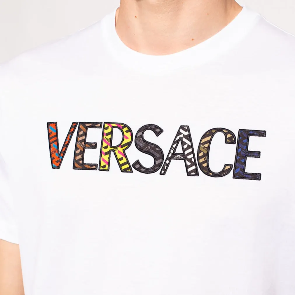 Versace White Embroidered Logo T-Shirt