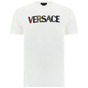 Versace White Embroidered Logo T-Shirt