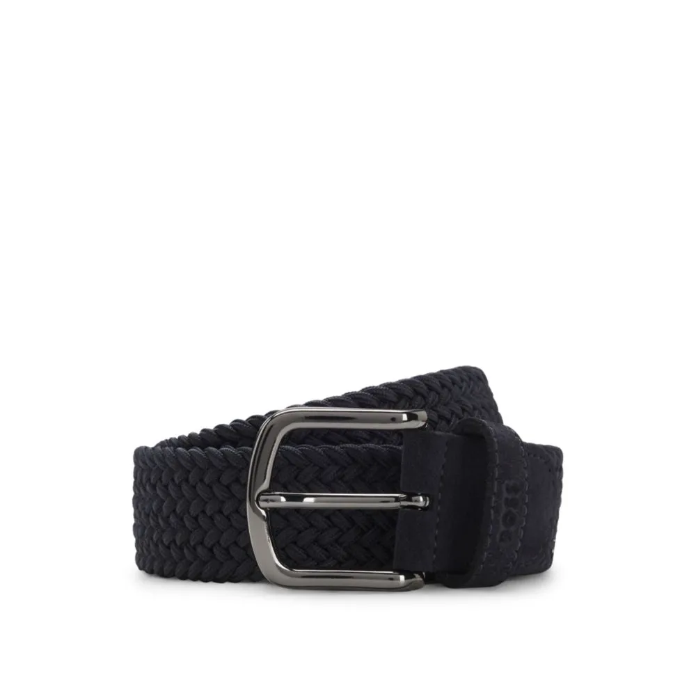 Woven belt with leather trims