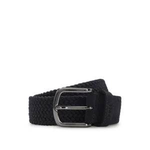 Woven belt with leather trims